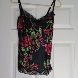 Karen Kane Y2K Style Silk Lace Floral Cami Babydoll Top Adjustable Womens Size 4